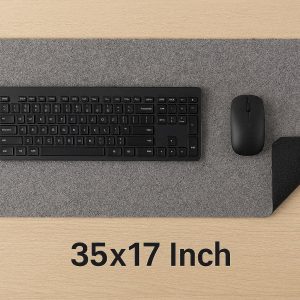 Felt Desk Pad with Anti Slip Backing Large Wool Blend Desk Mat for Keyboard and Mouse Comfort and Warmth for Office Desk Grey 35x17 Inch