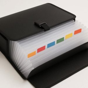 Expanding File Folder 13 Pockets Letter Size Accordion Document Organizer with Colored Tabs and Secure Buckle Closure for Office and School