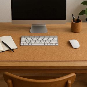 Cork Desk Mat Natural and Sustainable Office Table Cover Eco Friendly Non Slip Writing Pad and Mouse Surface for Home Office Tan Large